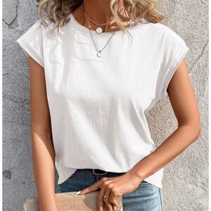 Solid White Short Sleeve Oversized Top